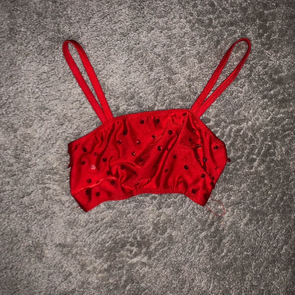 Cropped Red Sequin Top